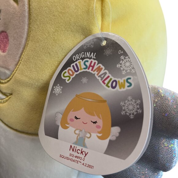 SQUISHMALLOWS 12" Plush Holiday ANGEL Nicky Yellow Hair Gold Halo Silver Wings - Picture 3 of 12